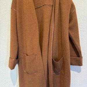 Cashmere Cozy Brown Open Front Coat